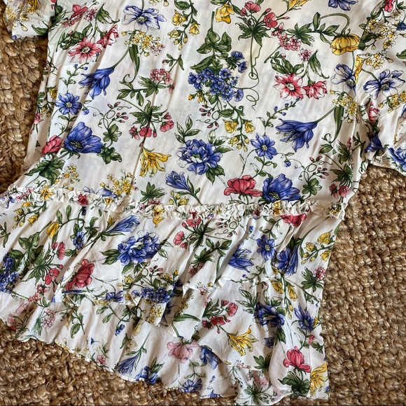 ANNE CARSON Sweet Pea Floral Flutter Top Blouse - Picture 8 of 11